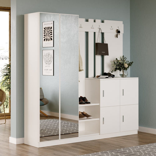 Asir Armadio da ingresso con 6 ante e specchio DD9 W Bianco