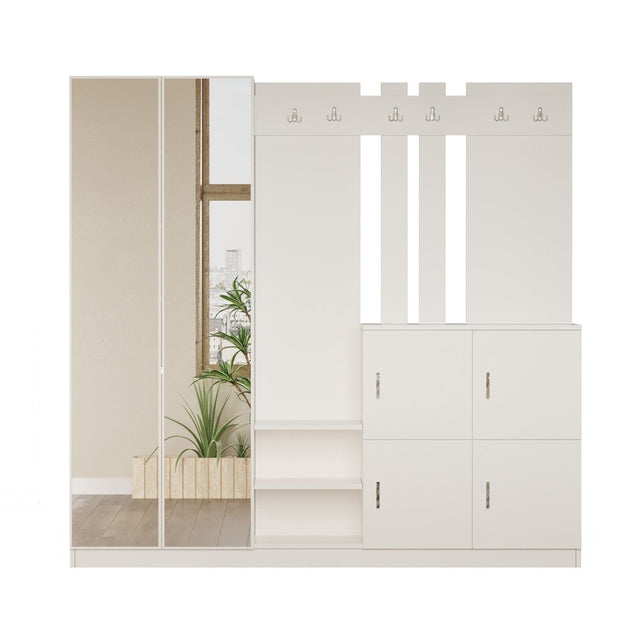 Asir Armadio da ingresso con 6 ante e specchio DD9 W Bianco