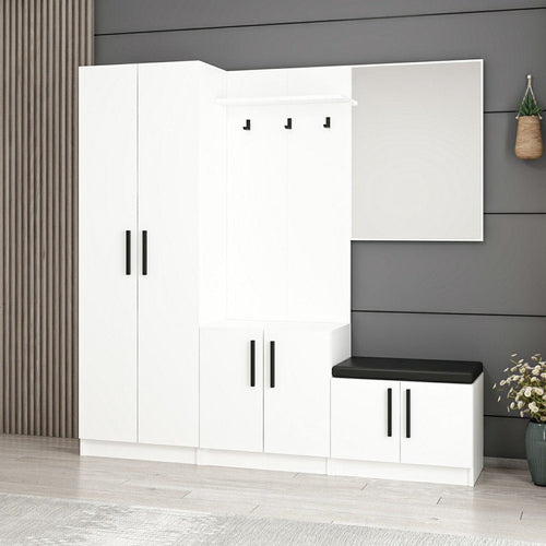 Asir Armadio da ingresso con 6 ante e specchio Noah 7304 Bianco