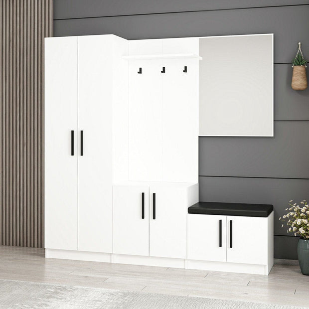 Asir Armadio da ingresso con 6 ante e specchio Noah 7304 Bianco