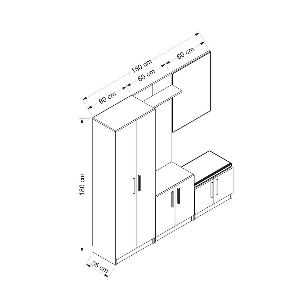 Asir Armadio da ingresso con 6 ante e specchio Noah 7304 Bianco