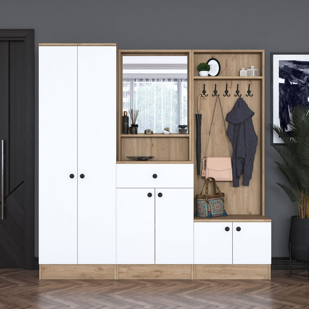Asir Armadio da ingresso con 6 ante e specchio P6 M2-2257G Noce