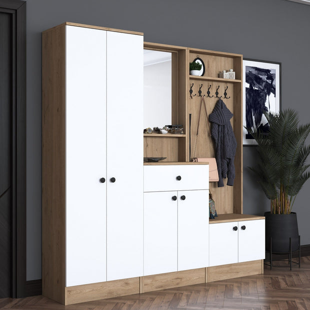 Asir Armadio da ingresso con 6 ante e specchio P6 M2-2257G Noce