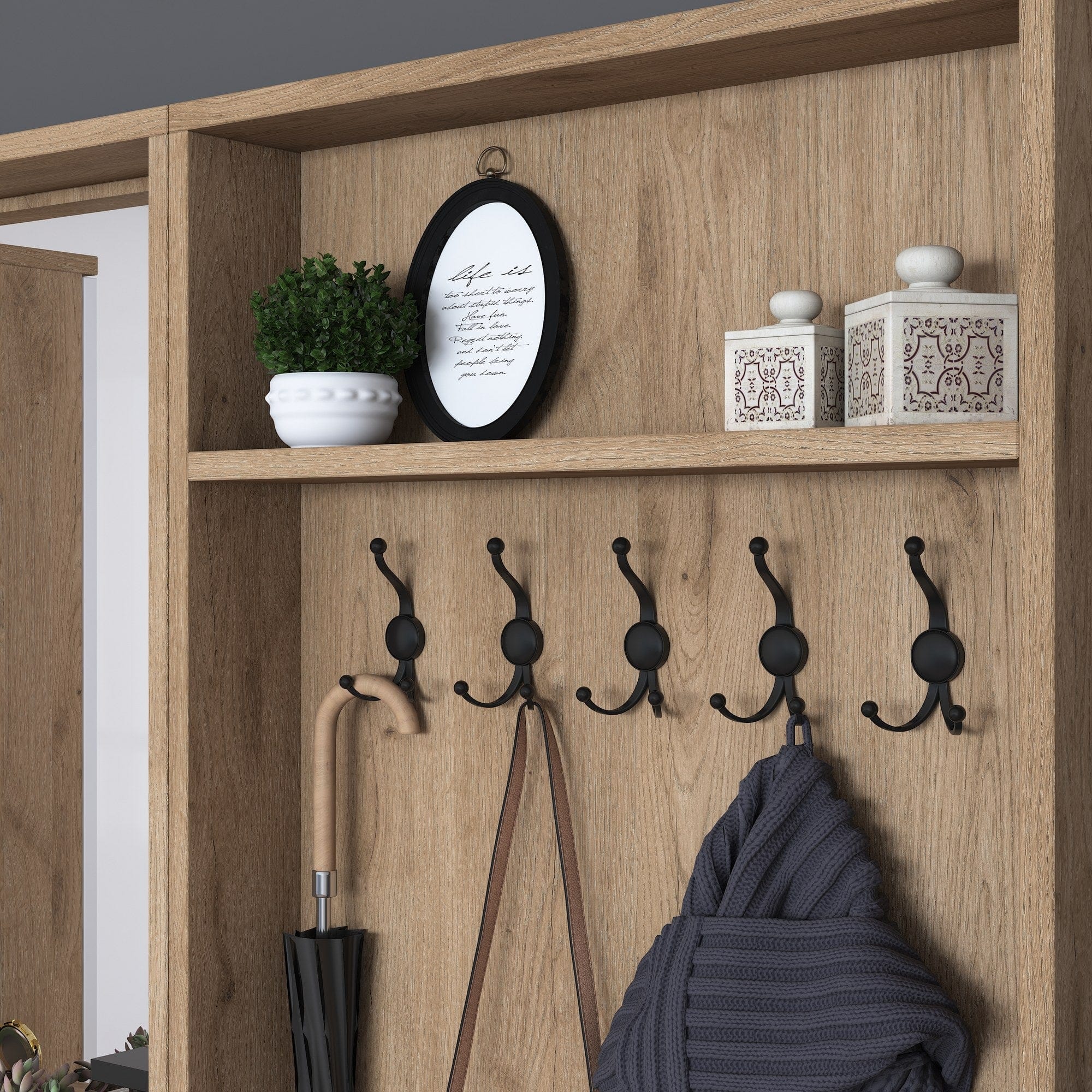 Asir Armadio da ingresso con 6 ante e specchio P6 M2-2257G Noce
