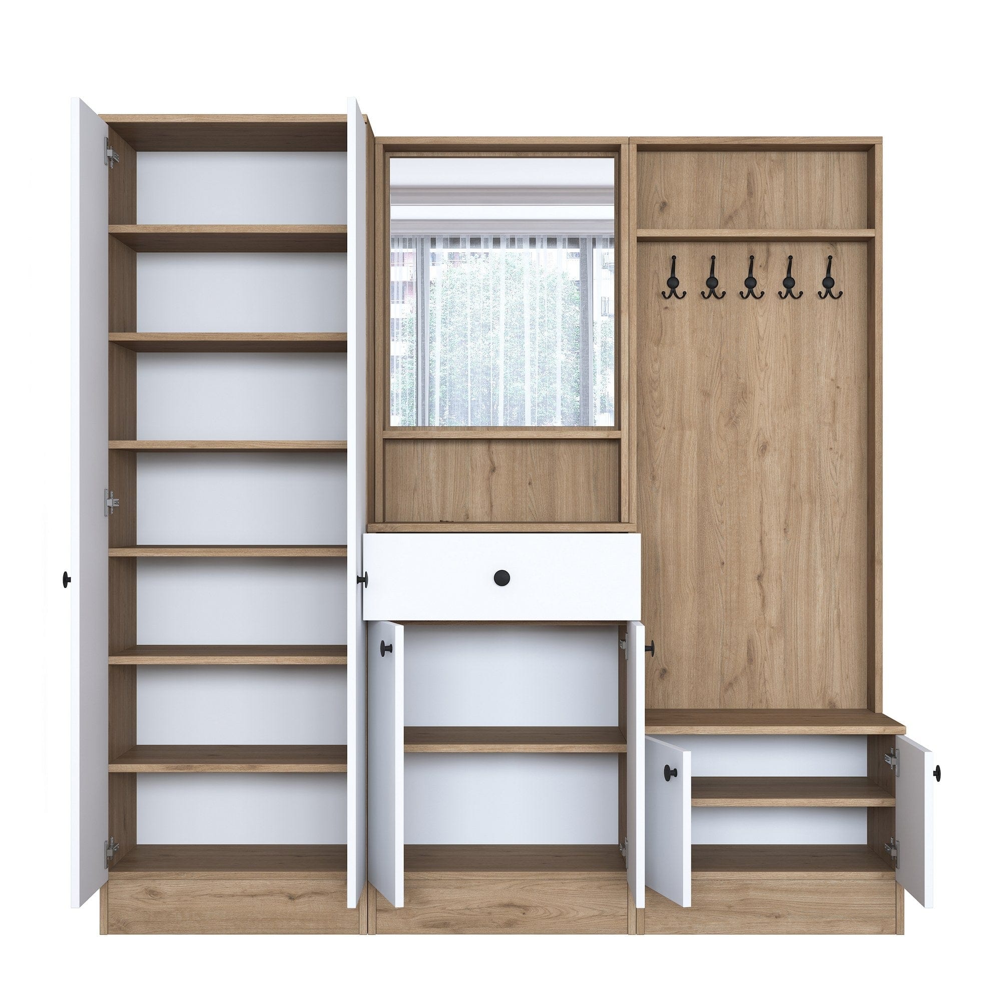 Asir Armadio da ingresso con 6 ante e specchio P6 M2-2257G Noce