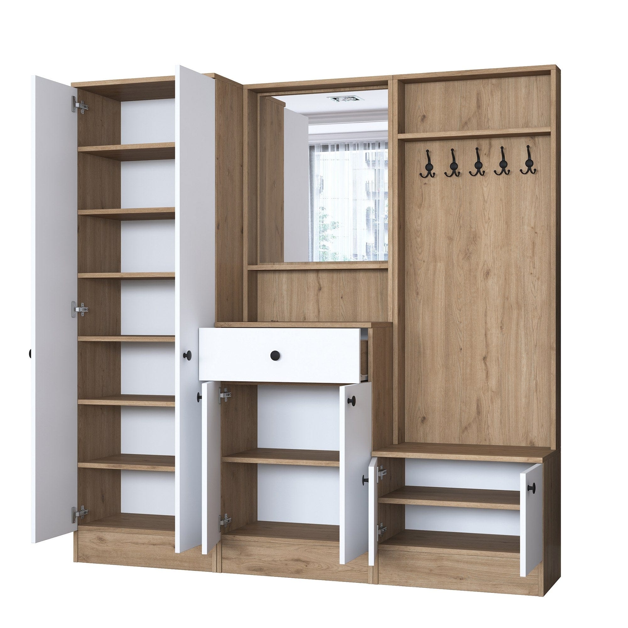 Asir Armadio da ingresso con 6 ante e specchio P6 M2-2257G Noce