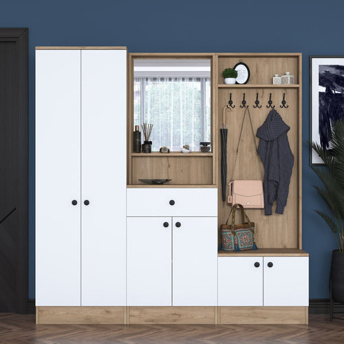 Asir Armadio da ingresso con 6 ante e specchio P6 M3-2490 Bianco