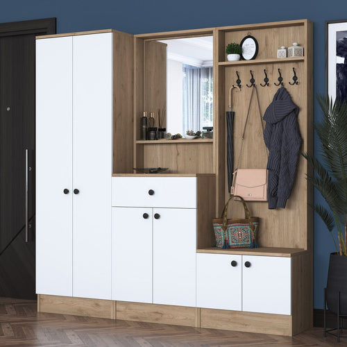 Asir Armadio da ingresso con 6 ante e specchio P6 M3-2490 Bianco