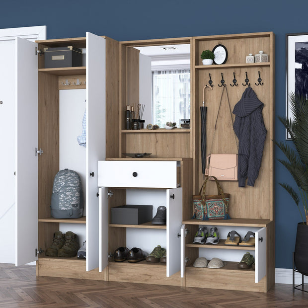 Armadio da ingresso con 6 ante e specchio P6 M3-2490 Bianco (5)