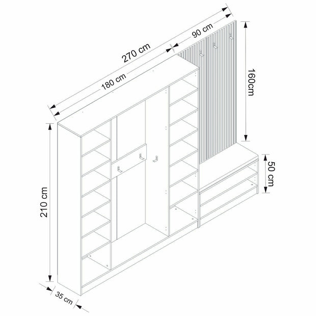 Armadio da ingresso con 6 ante Noah 8321 Bianco (7)