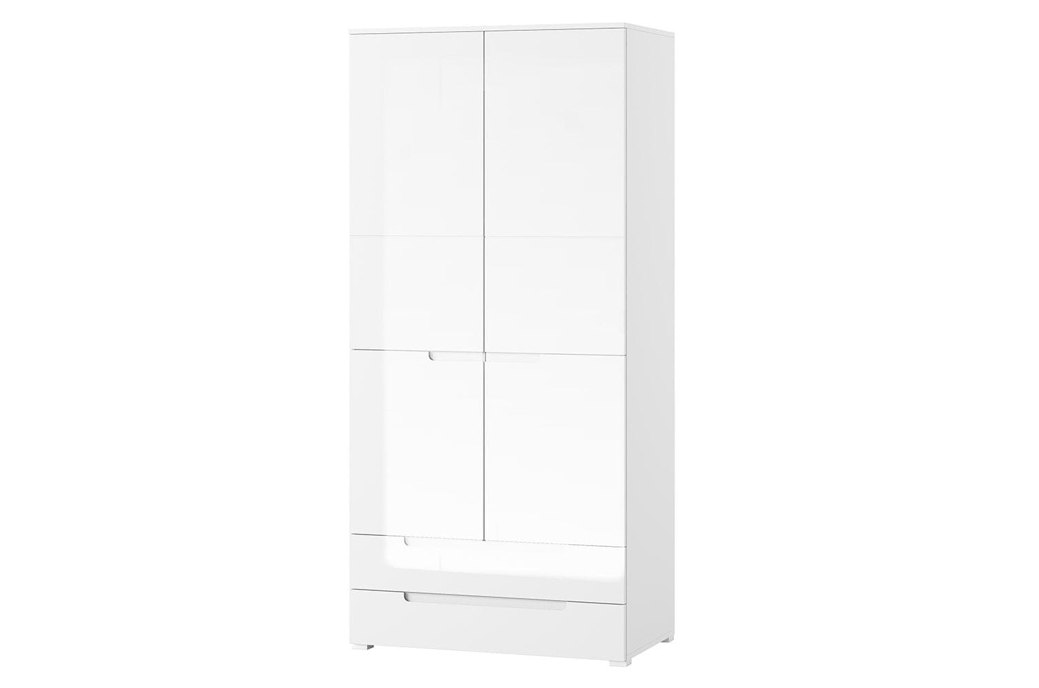Szynaka Armadio in MDF e pallet con 2 ante e 2 cassetti Gabrielle 28 Bianco, l100xL58xH216 cm