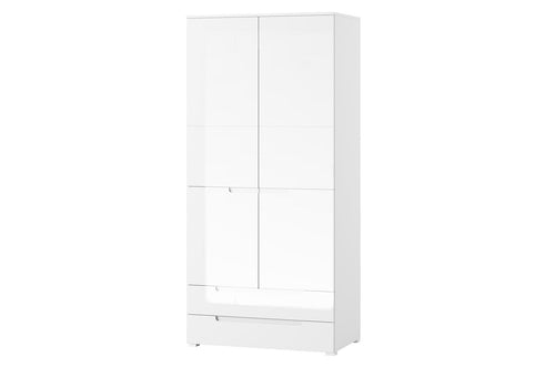 Szynaka Armadio in MDF e pallet con 2 ante e 2 cassetti Gabrielle 28 Bianco, l100xL58xH216 cm