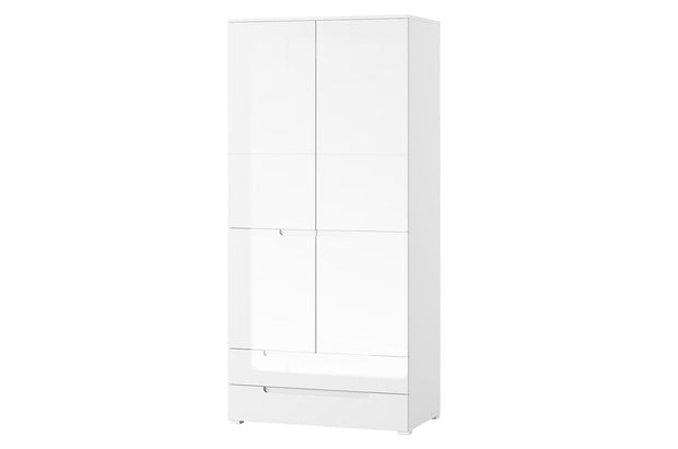 Szynaka Armadio in MDF e pallet con 2 ante e 2 cassetti Gabrielle 28 Bianco, l100xL58xH216 cm