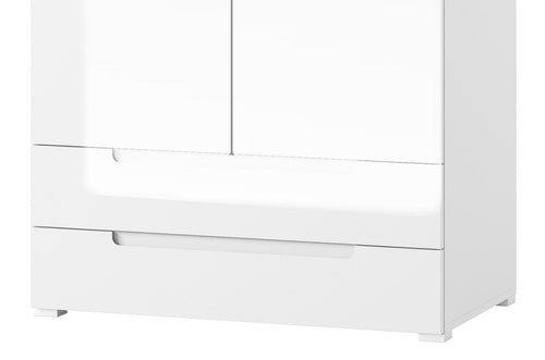 Szynaka Armadio in MDF e pallet con 2 ante e 2 cassetti Gabrielle 28 Bianco, l100xL58xH216 cm
