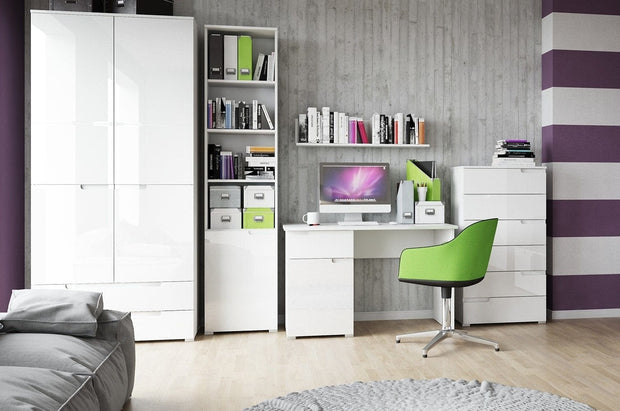 Szynaka Armadio in MDF e pallet con 2 ante e 2 cassetti Gabrielle 28 Bianco, l100xL58xH216 cm