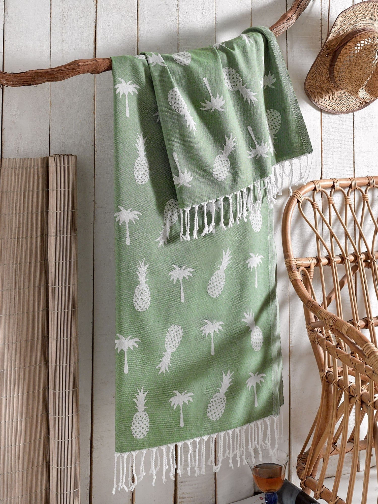 Asir Asciugamano per Spa cotone Ananas Verde, 100 x 180 cm