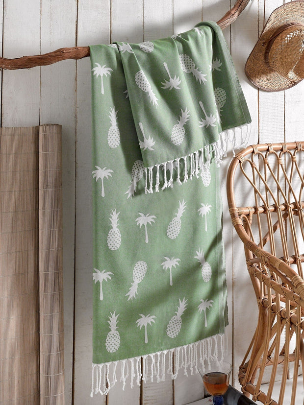 Asir Asciugamano per Spa cotone Ananas Verde, 100 x 180 cm