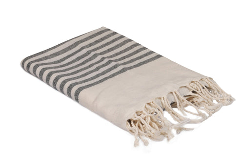 Asir Asciugamano per Spa cotone Natur Bianco e Nero, 90 x 170 cm