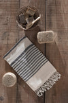 Asir Asciugamano per Spa cotone Natur Bianco e Nero, 90 x 170 cm