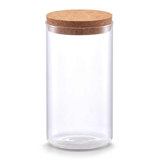 Zeller Barattolo con coperchio in sughero, vetro trasparente B, 1100 ml, Ø 9,5xH18,5 cm