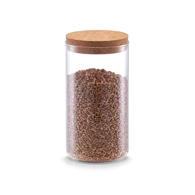 Zeller Barattolo con coperchio in sughero, vetro trasparente B, 1100 ml, Ø 9,5xH18,5 cm