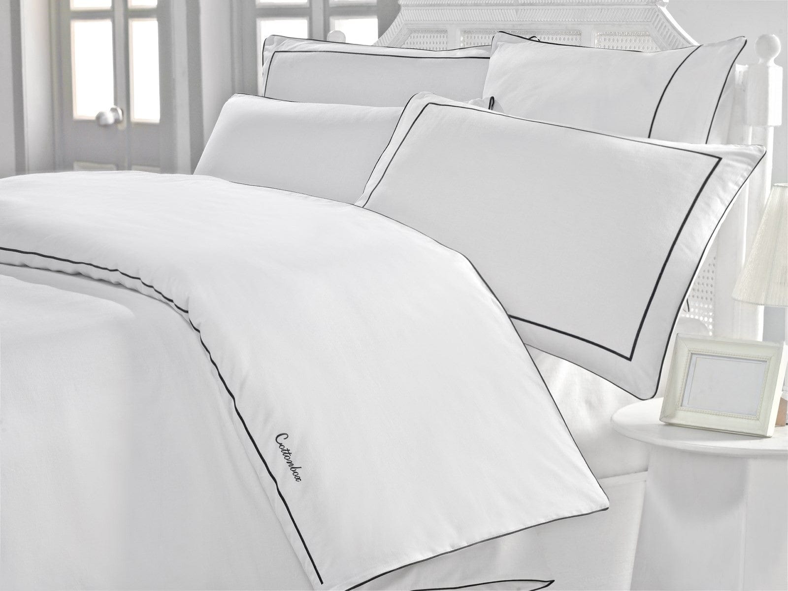Asir Biancheria Da Letto di cotone Akfil Bianco, 200 x 220 cm