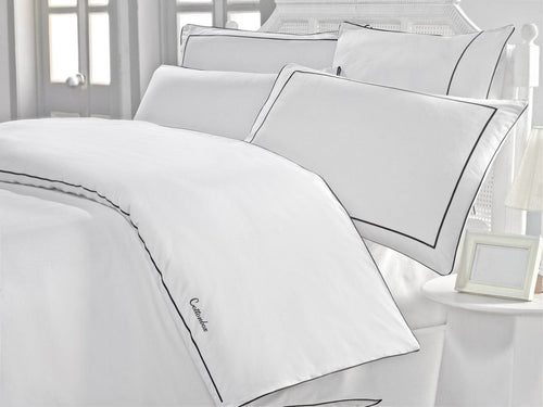 Asir Biancheria Da Letto di cotone Akfil Bianco, 200 x 220 cm