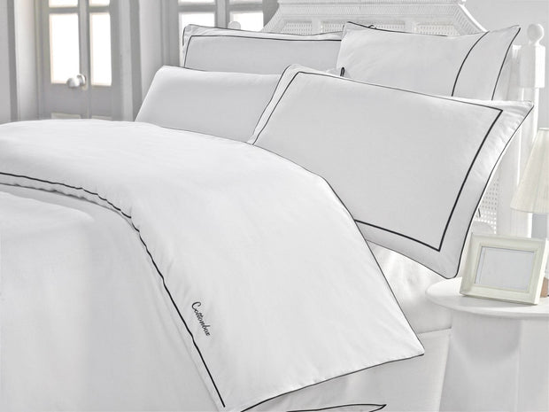 Asir Biancheria Da Letto di cotone Akfil Bianco, 200 x 220 cm