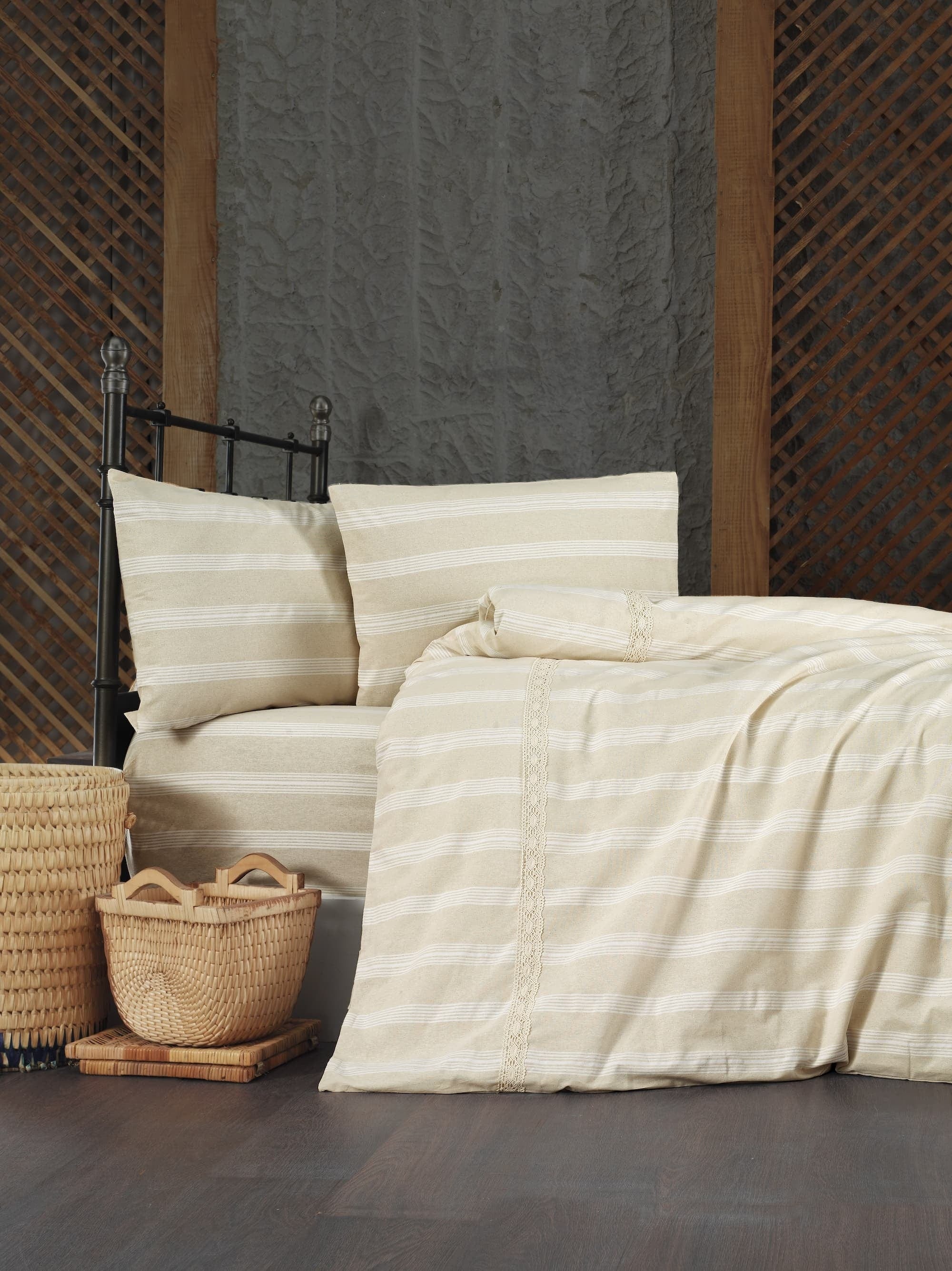 Biancheria Da Letto di cotone Authentic Dantel Beige, 225 x 250 cm