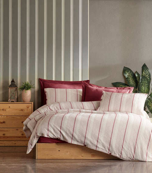 Asir Biancheria Da Letto di cotone Avva Borgogna, 200 x 220 cm