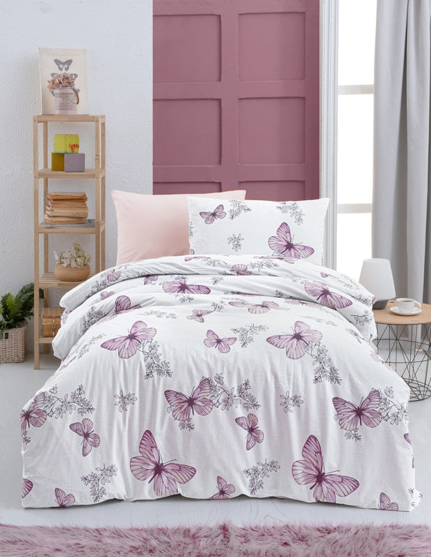 Asir Biancheria Da Letto di cotone Butterfly Multicolore, 160 x 220 cm