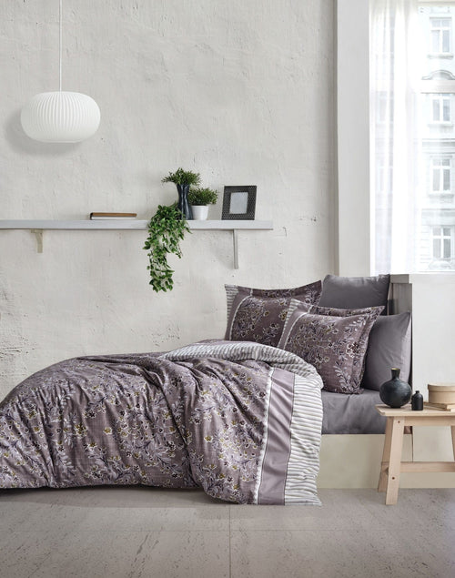 Asir Biancheria Da Letto di cotone Clodya Grigio, 200 x 220 cm