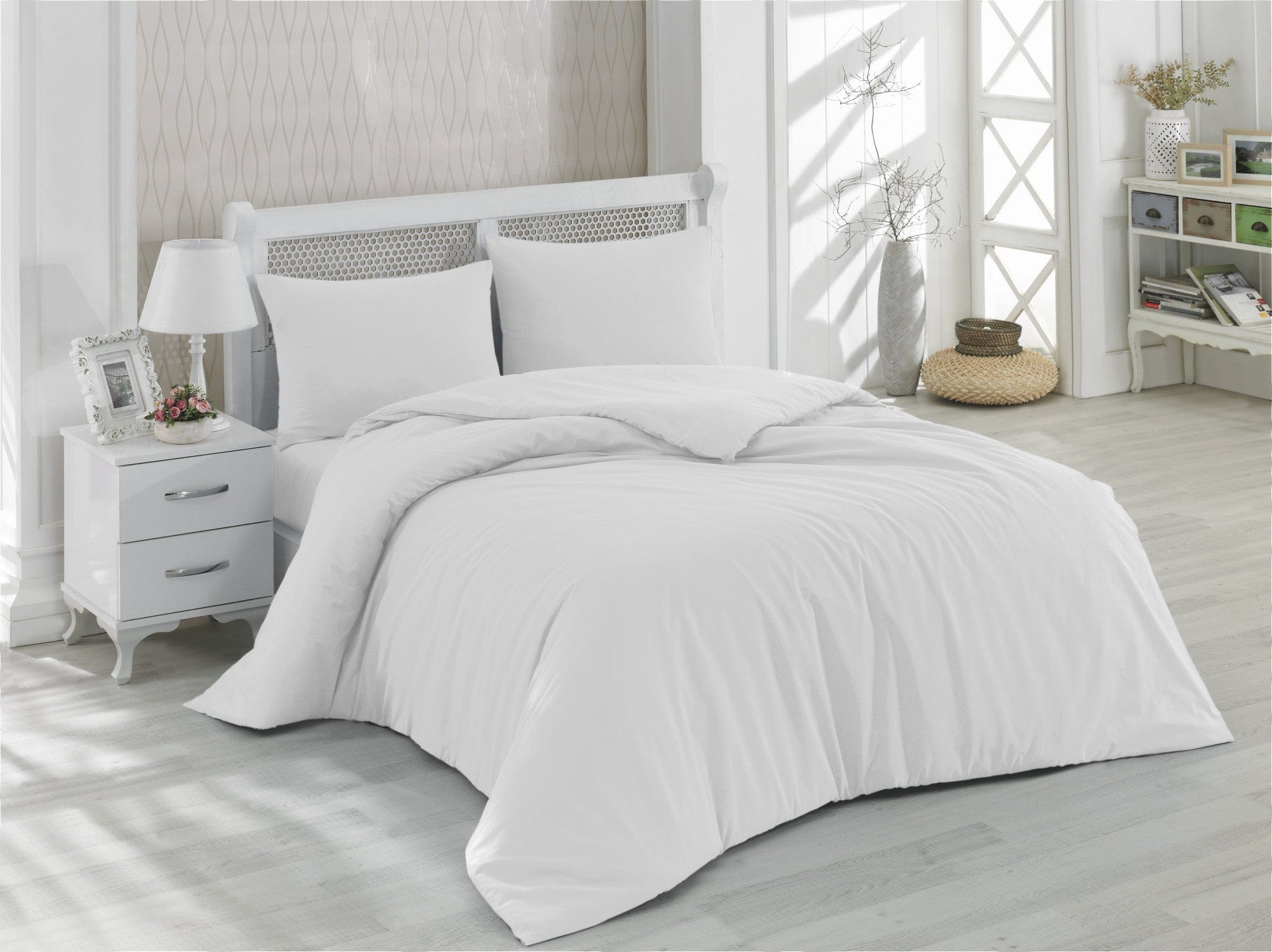 Asir Biancheria Da Letto di cotone Color Bianco, 200 x 220 cm