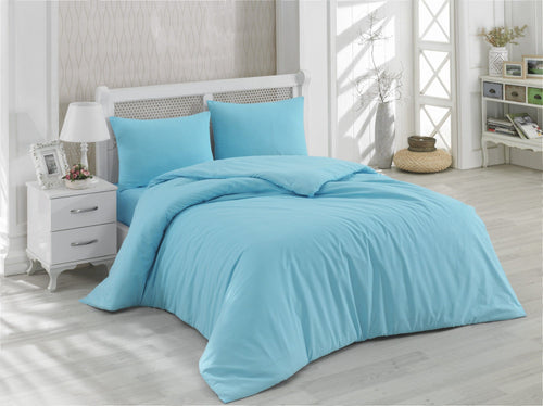Asir Biancheria Da Letto di cotone Color Turchese, 200 x 220 cm