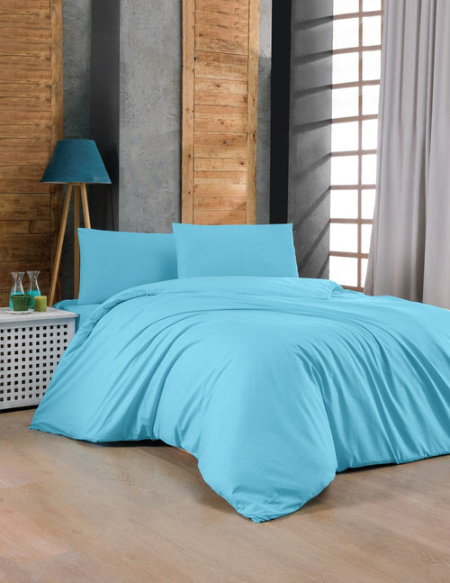 Asir Biancheria Da Letto di cotone Color Turchese, 200 x 220 cm