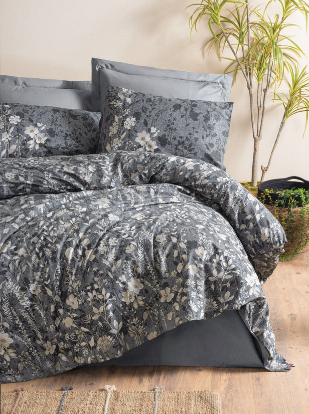 Asir Biancheria Da Letto di cotone Comely Antracite, 160 x 220 cm
