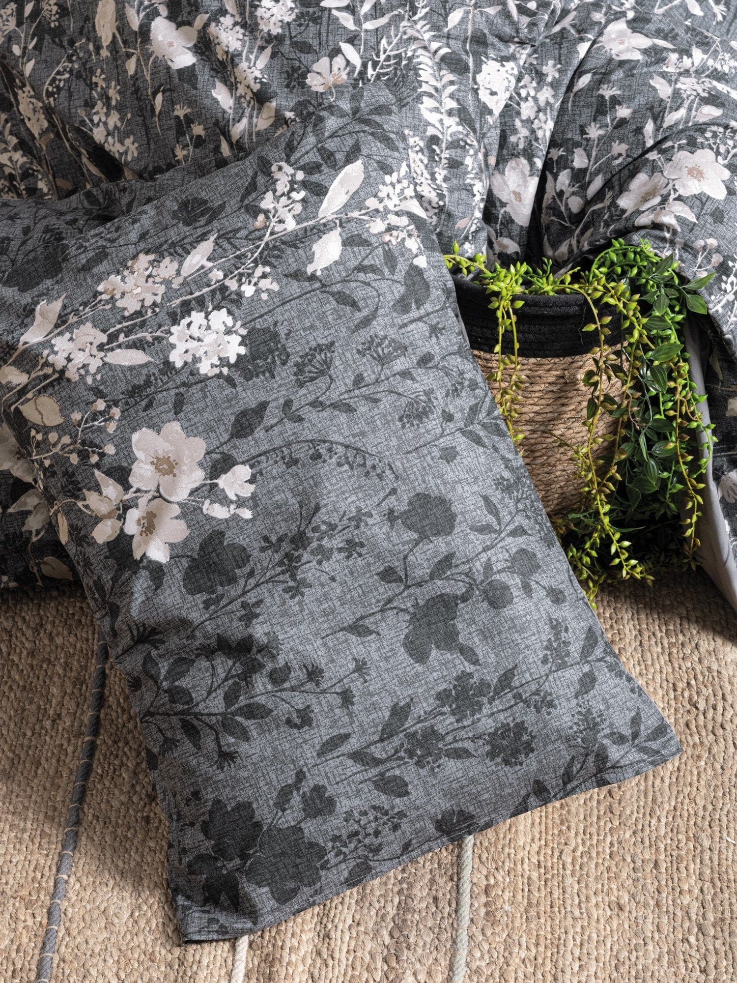 Asir Biancheria Da Letto di cotone Comely Antracite, 160 x 220 cm