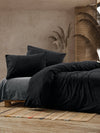 Asir Biancheria Da Letto di cotone Crash Nero, 200 x 220 cm