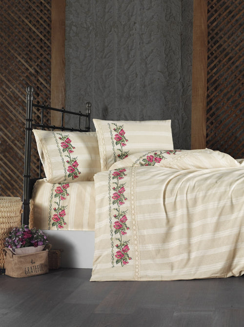 Biancheria Da Letto di cotone Cross Beige, 225 x 250 cm