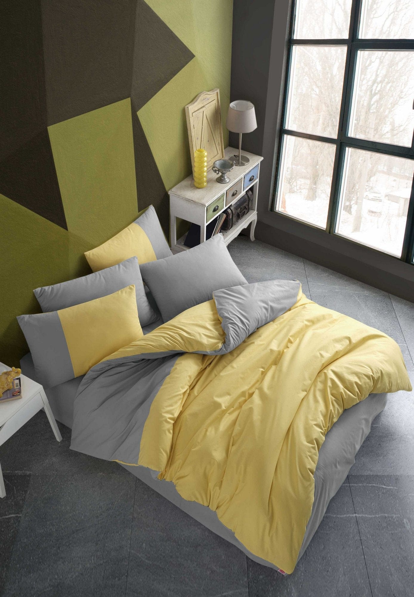 Asir Biancheria Da Letto di cotone Diamond Giallo, 200 x 220 cm