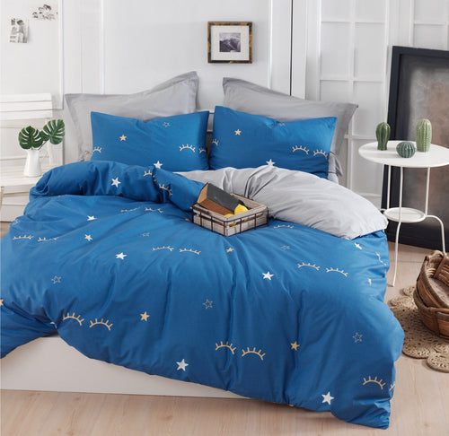Asir Biancheria Da Letto di cotone Dide Blu, 200 x 220 cm