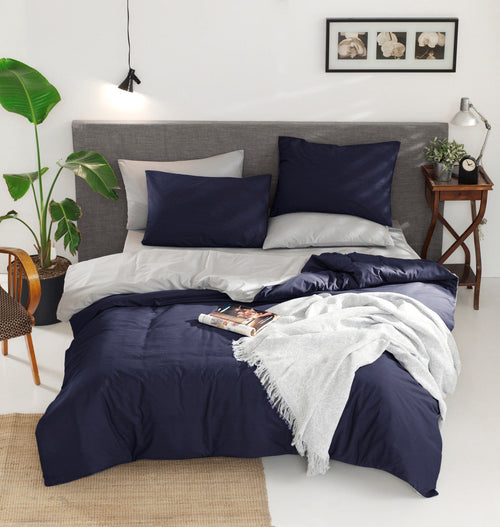Asir Biancheria Da Letto di cotone Duplex Blu, 200 x 220 cm