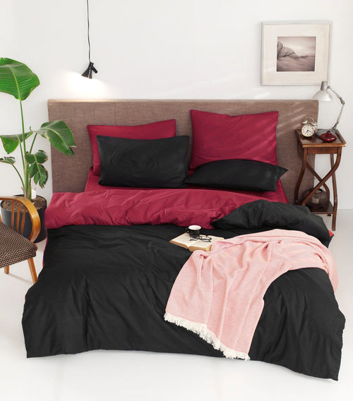 Asir Biancheria Da Letto di cotone Duplex Borgogna, 200 x 220 cm