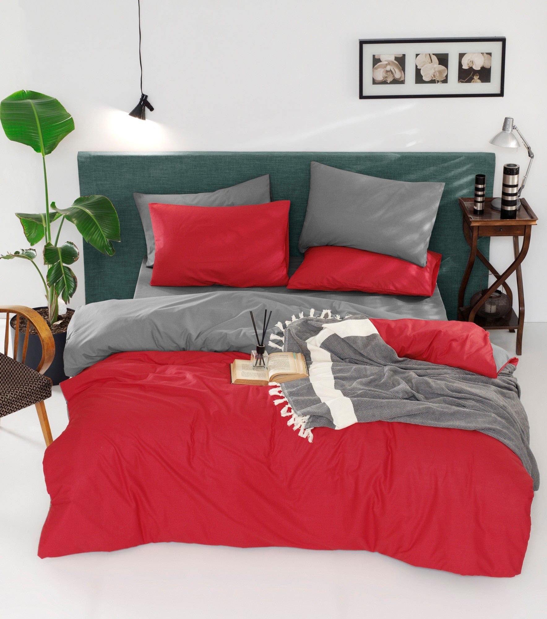 Biancheria Da Letto di cotone Duplex Rosso, 200 x 220 cm