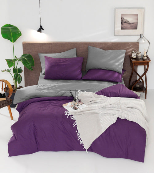 Asir Biancheria Da Letto di cotone Duplex Violetto, 200 x 220 cm