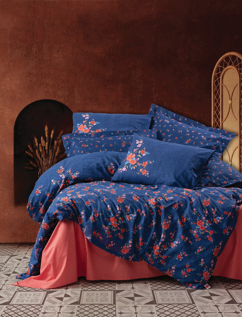 Asir Biancheria Da Letto di cotone Emery Blu, 200 x 220 cm