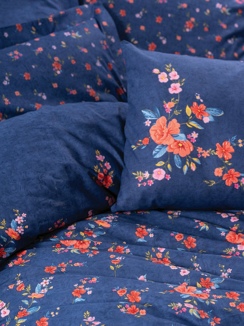Asir Biancheria Da Letto di cotone Emery Blu, 200 x 220 cm