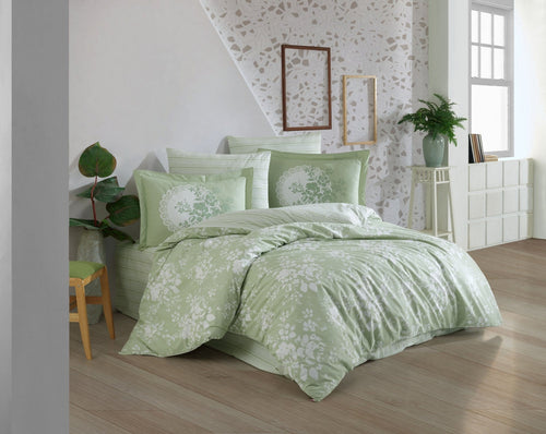 Asir Biancheria Da Letto di cotone Flora Verde, 200 x 220 cm