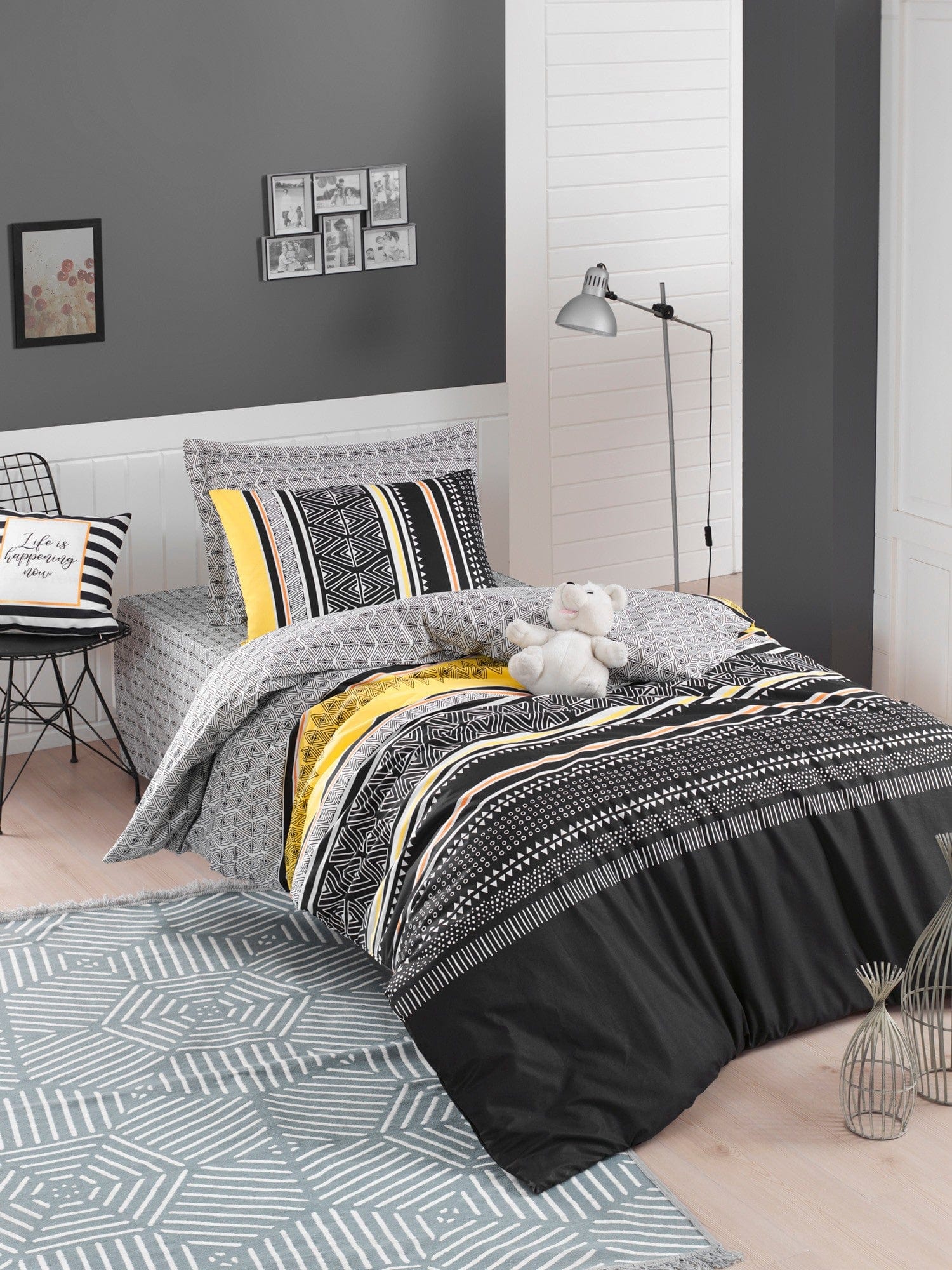 Asir Biancheria Da Letto di cotone Formas Multicolore, 160 x 220 cm