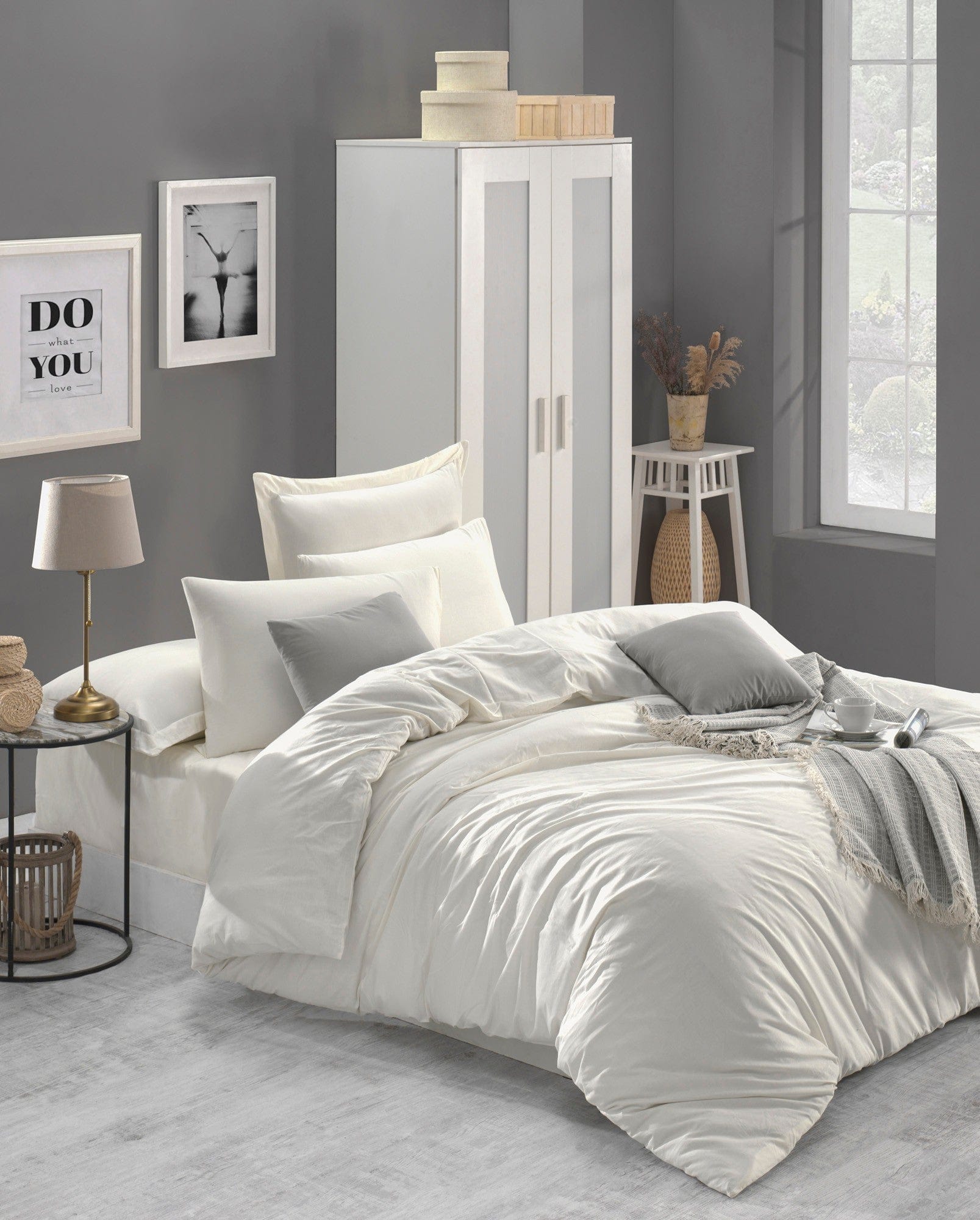 Biancheria Da Letto di cotone Fresh Avorio, 200 x 220 cm